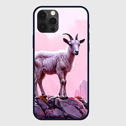 Чехол для iPhone 12 Pro Max Козлик в розовом свете, цвет: 3D-черный