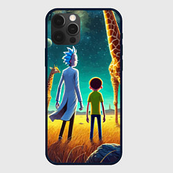 Чехол для iPhone 12 Pro Max Рик и Морти на планете жирафов - нейроарт, цвет: 3D-черный