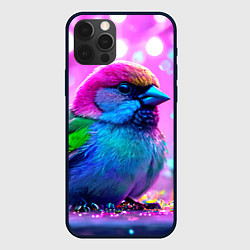 Чехол для iPhone 12 Pro Max Неоновый воробей, цвет: 3D-черный