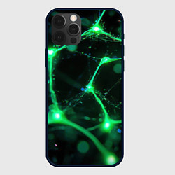 Чехол для iPhone 12 Pro Max Зеленый нейроны, цвет: 3D-черный