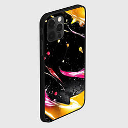 Чехол для iPhone 12 Pro Max Мазки краски на черном, цвет: 3D-черный — фото 2