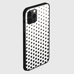 Чехол для iPhone 12 Pro Max Градиент черных звезд на белом, цвет: 3D-черный — фото 2