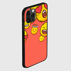 Чехол для iPhone 12 Pro Max Смайлы на красном фоне, цвет: 3D-черный — фото 2