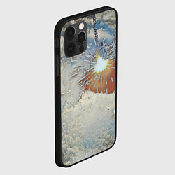 Чехол для iPhone 12 Pro Max Искрящийся мандарин на снегу, цвет: 3D-черный — фото 2
