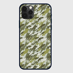 Чехол для iPhone 12 Pro Max Пиксельный камуфляж, цвет: 3D-черный