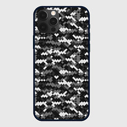 Чехол для iPhone 12 Pro Max Серая пиксельная текстура, цвет: 3D-черный
