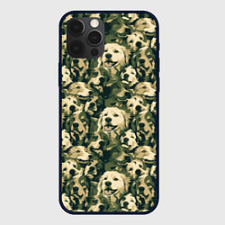 Чехол для iPhone 12 Pro Max Камуфляжные собаки, цвет: 3D-черный