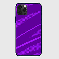 Чехол для iPhone 12 Pro Max Фиолетовый однотонный абстракция с полосой, цвет: 3D-черный