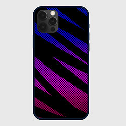 Чехол для iPhone 12 Pro Max Сине-розовый абстракция с полосами, цвет: 3D-черный