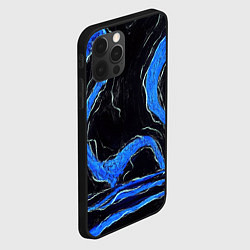 Чехол для iPhone 12 Pro Max Синяя рисованная молния - абстракция, цвет: 3D-черный — фото 2