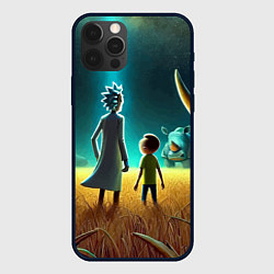 Чехол для iPhone 12 Pro Max Морти и Рик на планете носорогов - неоновое свечен, цвет: 3D-черный