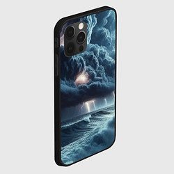 Чехол для iPhone 12 Pro Max Шторм на море - сверкание молний, цвет: 3D-черный — фото 2