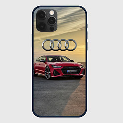Чехол для iPhone 12 Pro Max Audi RS 7 на закате солнца, цвет: 3D-черный