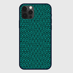 Чехол для iPhone 12 Pro Max Текстурированный с узором чёрно-бирюзовый, цвет: 3D-черный
