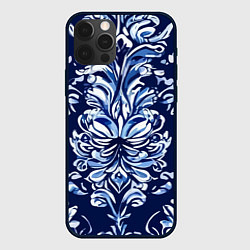 Чехол для iPhone 12 Pro Max Гжель русский орнамент королевский синий, цвет: 3D-черный
