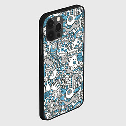 Чехол для iPhone 12 Pro Max Дудлинг серо-голубой, цвет: 3D-черный — фото 2