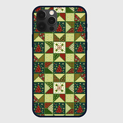 Чехол для iPhone 12 Pro Max Лоскутный рождественский узор, цвет: 3D-черный