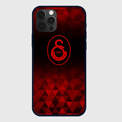 Чехол для iPhone 12 Pro Max Galatasaray red poly, цвет: 3D-черный