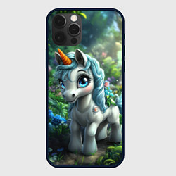 Чехол для iPhone 12 Pro Max Единорожка в зеленом лесу, цвет: 3D-черный