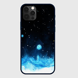 Чехол для iPhone 12 Pro Max Синяя светящееся краска, цвет: 3D-черный
