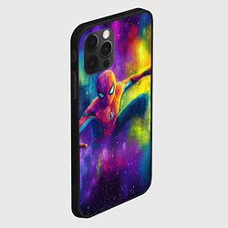 Чехол для iPhone 12 Pro Max Человек - паук радужные краски, цвет: 3D-черный — фото 2