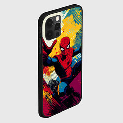 Чехол для iPhone 12 Pro Max Человек паук висит на паутине, цвет: 3D-черный — фото 2