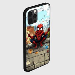 Чехол для iPhone 12 Pro Max Маленький человек-паук в городе, цвет: 3D-черный — фото 2