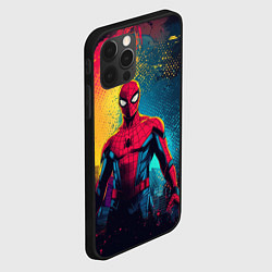 Чехол для iPhone 12 Pro Max Человек - паук и краски, цвет: 3D-черный — фото 2