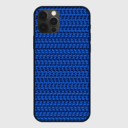 Чехол для iPhone 12 Pro Max Синий полосы узоры, цвет: 3D-черный