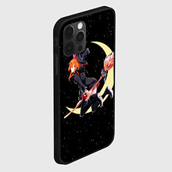 Чехол для iPhone 12 Pro Max Ведьма с яблоком летит на метле, цвет: 3D-черный — фото 2