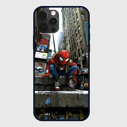 Чехол для iPhone 12 Pro Max Spiderman New York city, цвет: 3D-черный