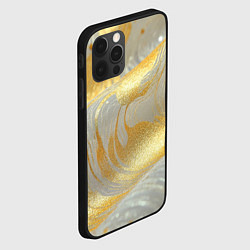 Чехол для iPhone 12 Pro Max Серо-золотая материя текстура, цвет: 3D-черный — фото 2