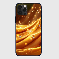 Чехол для iPhone 12 Pro Max Золотая ткань с блестками, цвет: 3D-черный