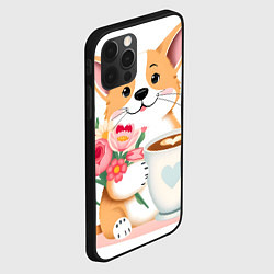Чехол для iPhone 12 Pro Max Поздравляющий корги с цветами, цвет: 3D-черный — фото 2