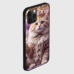 Чехол для iPhone 12 Pro Max Кот с короной и шампанским, цвет: 3D-черный — фото 2