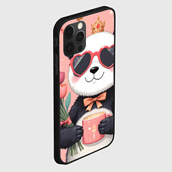 Чехол для iPhone 12 Pro Max Панда с поздравлениями и с цветами, цвет: 3D-черный — фото 2