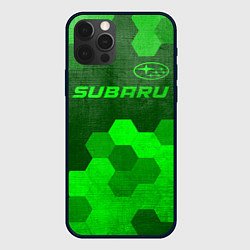 Чехол для iPhone 12 Pro Max Subaru - green gradient посередине, цвет: 3D-черный