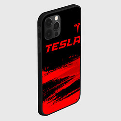 Чехол для iPhone 12 Pro Max Tesla - red gradient посередине, цвет: 3D-черный — фото 2