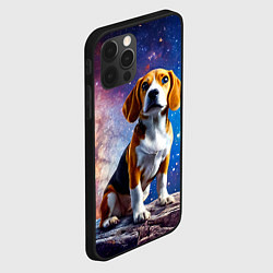 Чехол для iPhone 12 Pro Max Бигль в космосе, цвет: 3D-черный — фото 2