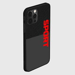 Чехол для iPhone 12 Pro Max Sport красными на сером, цвет: 3D-черный — фото 2