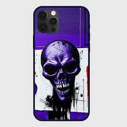 Чехол для iPhone 12 Pro Max Пурпурный зловещий череп, цвет: 3D-черный