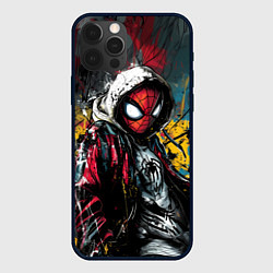 Чехол для iPhone 12 Pro Max Человек-паук абстракция из красок, цвет: 3D-черный