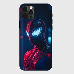 Чехол для iPhone 12 Pro Max Человек-паук с неоновыми глазами, цвет: 3D-черный