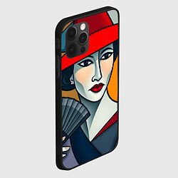 Чехол для iPhone 12 Pro Max Дама с веером, цвет: 3D-черный — фото 2