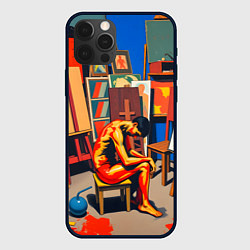 Чехол для iPhone 12 Pro Max Художник в мастерской, цвет: 3D-черный