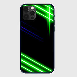 Чехол для iPhone 12 Pro Max Green pink purple line, цвет: 3D-черный