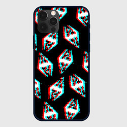 Чехол для iPhone 12 Pro Max Skyrim glitch logo patten, цвет: 3D-черный