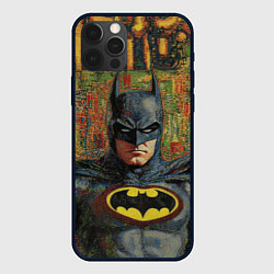 Чехол для iPhone 12 Pro Max Текстурный Бэтмен, цвет: 3D-черный