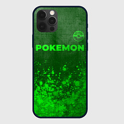 Чехол для iPhone 12 Pro Max Pokemon - green gradient посередине, цвет: 3D-черный