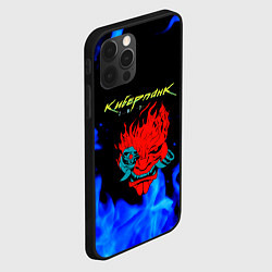 Чехол для iPhone 12 Pro Max Киберпанк голубой огонь, цвет: 3D-черный — фото 2